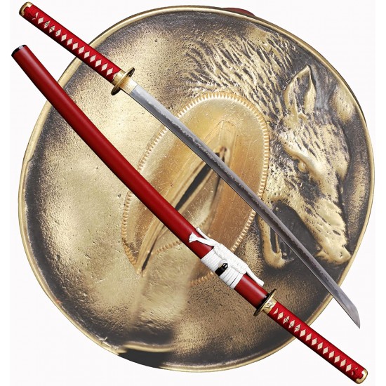 Battle Ready Full Tang Samurai Katana Swords Clay Tempered T10 Steel Razor Sharp Blade Wolf Fitting Battle Ready Full Tang Samurai Katana Swords Clay Tempered T10 Steel Razor Sharp Blade Wolf Fitting