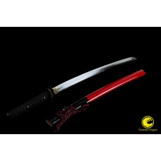 Japanese Clay Tempered Wakizashi Shihozume Lamination Folded Steel Blade Sword Full Tang Razor Sharp