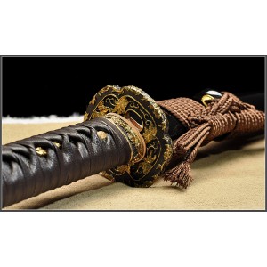 Handmade Clay Tempered L6 Folded Steel Razor Sharp Blade Japanese Samurai Katana Full Tang Sword 