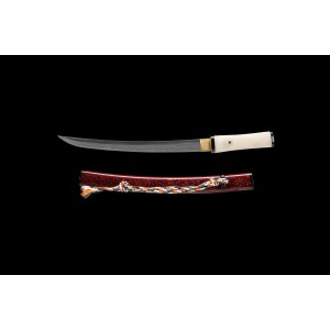 Janpanese Tanto Shobu Zukuri Clay Tempered Folded Steel Kobuse Blade Sword